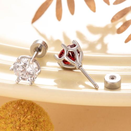 Acier titane piercing oreille, avec laiton, Placage, bijoux de mode & pavé de micro zircon, plus de couleurs à choisir Vendu par PC