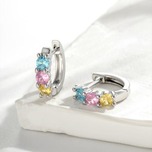 Boucles d'oreilles en laiton zircon cubique pavent, Placage de couleur d'or, bijoux de mode & pavé de micro zircon, plus de couleurs à choisir, Vendu par PC[