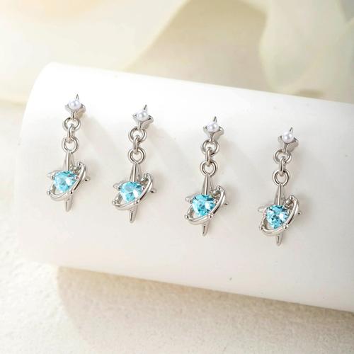 Bijoux de piercing d'oreille en acier inoxydable, Acier titane, avec laiton, Placage de couleur d'or, bijoux de mode & pavé de micro zircon, plus de couleurs à choisir, Vendu par PC