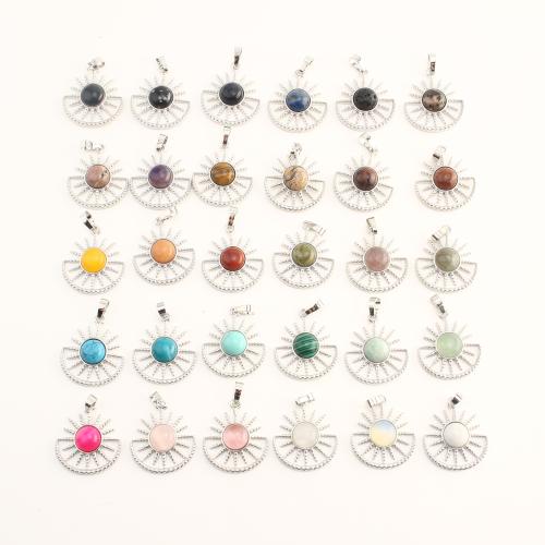 Gemstone Pendantifs en laiton, pierre gemme, avec laiton, DIY & différents matériaux pour le choix & creux Vendu par PC