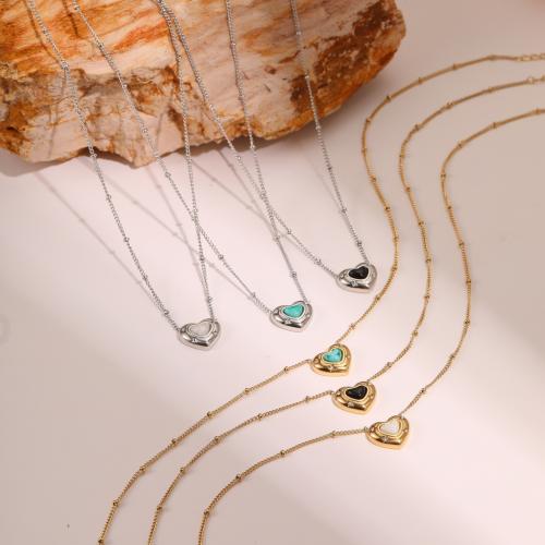 Colliers de pierres précieuses, Acier inoxydable 304, avec Pierre naturelle, Placage, bijoux de mode & différents matériaux pour le choix & pour femme, plus de couleurs à choisir, Vendu par PC