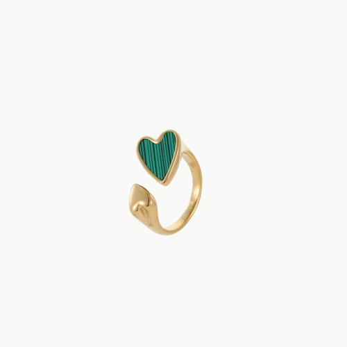 Bague en acier inoxydable, Acier inoxydable 304, avec Malachite, Placage, bijoux de mode & styles différents pour le choix & pour femme, plus de couleurs à choisir, Vendu par PC