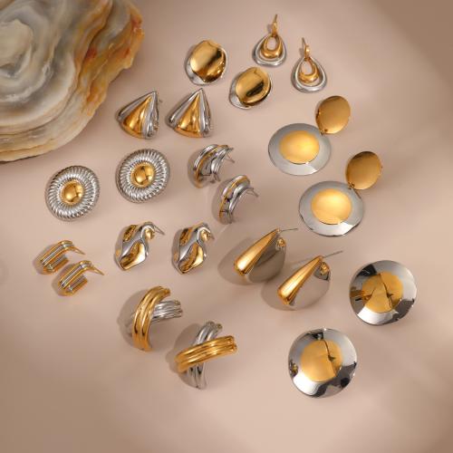 Boucle en acier inoxydable, Acier inoxydable 304, Placage, styles différents pour le choix & pour femme & deux tons, Vendu par paire