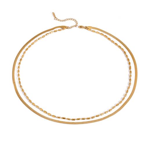 collier de chaîne en inox , Acier inoxydable 304, Placage, Double couche & bijoux de mode & pour femme, doré, Vendu par PC