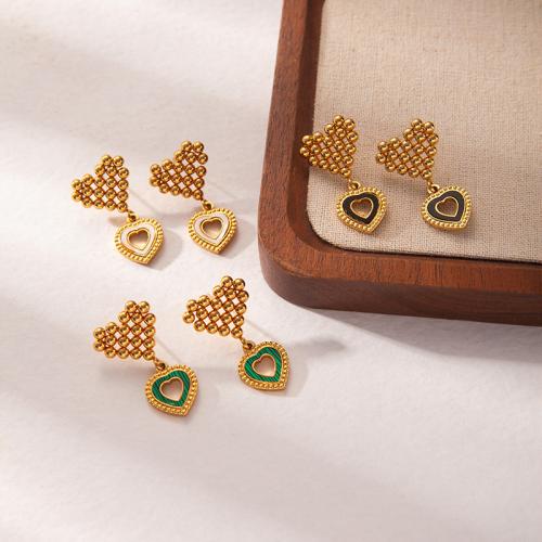 Boucle d'oreille goutte inox, Acier inoxydable 304, avec Acrylique, Placage, styles différents pour le choix & pour femme & creux, doré, Vendu par paire