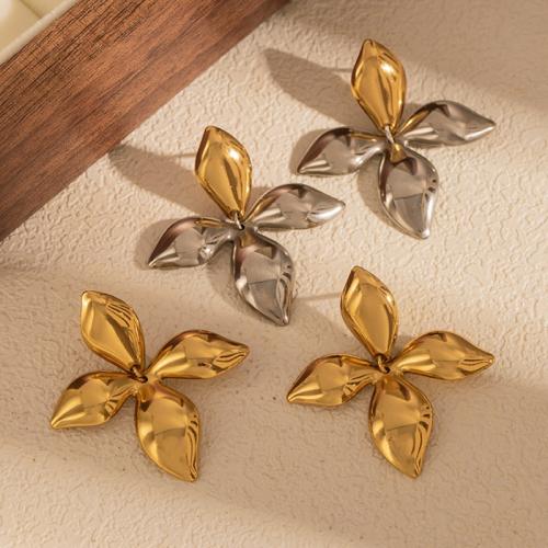 Boucle en acier inoxydable, Acier inoxydable 304, fleur, Placage, bijoux de mode & pour femme, plus de couleurs à choisir, Vendu par paire