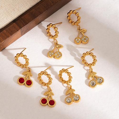 Boucle d'oreille goutte inox, Acier inoxydable 304, Placage, styles différents pour le choix & pour femme & avec strass & creux, doré, Vendu par paire