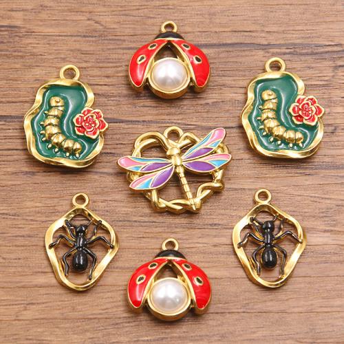 Emaille Edelstahl Anhänger, 304 Edelstahl, Insekt, plattiert, DIY, keine, 10PCs/Tasche, verkauft von Tasche