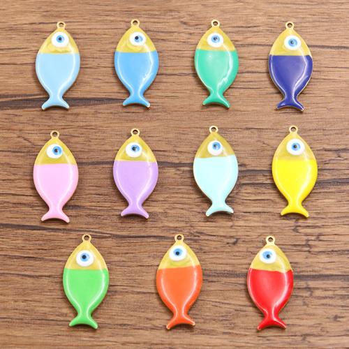 Emaille Edelstahl Anhänger, 304 Edelstahl, Fisch, plattiert, DIY, keine, 10PCs/Tasche, verkauft von Tasche