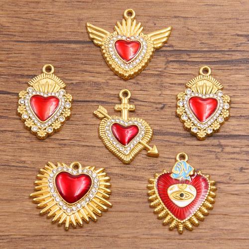 Emaille Edelstahl Anhänger, 304 Edelstahl, Herz, plattiert, DIY & mit Strass, keine, 10PCs/Tasche, verkauft von Tasche