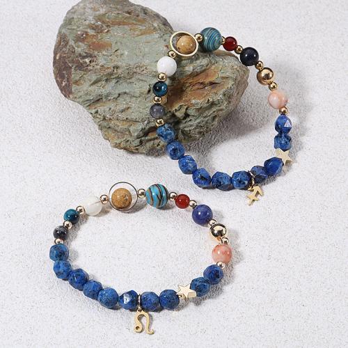 Bracelets en pierres précieuses, Acier inoxydable 304, avec Pierre naturelle, 12 Signes du Zodiaque, Placage, bijoux de mode, plus de couleurs à choisir, 12mm cm, Vendu par brin