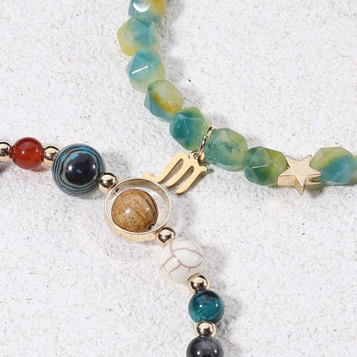 Bracelets en pierres précieuses, Acier inoxydable 304, avec Pierre naturelle, 12 Signes du Zodiaque, Placage, bijoux de mode, plus de couleurs à choisir, 6-8mm cm, Vendu par brin