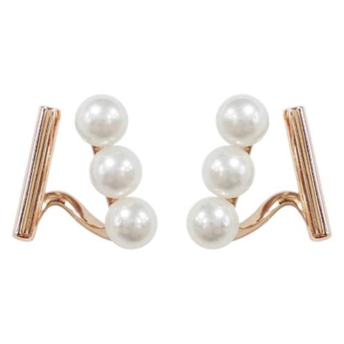 Латуни Стад Серьги, Латунь, с Пластиковая жемчужина, Другое покрытие, ювелирные изделия моды, Много цветов для выбора продается Пара