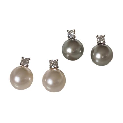 Strass boucle en laiton, avec perle de plastique, Placage, bijoux de mode & avec strass, plus de couleurs à choisir Vendu par paire[