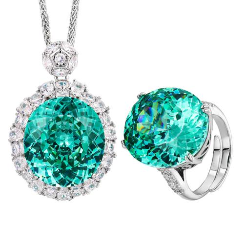 Sistemas de la joyería de cobre amarillo Cubic Zirconia, metal, con cúbica circonia, con 5cm extender cadena, chapado, diferentes estilos para la opción & para mujer & con diamantes de imitación, longitud:45 cm, Vendido por UD