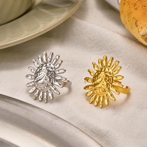 Bague en acier inoxydable, Acier inoxydable 304, soleil, Placage sous vide, bijoux de mode & pour femme, plus de couleurs à choisir, Vendu par PC