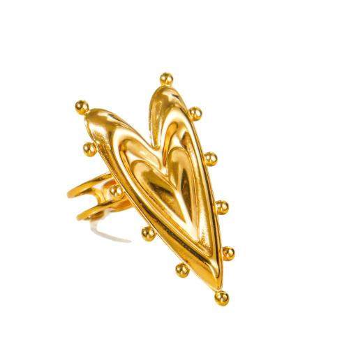 Bague en acier inoxydable, Acier inoxydable 304, coeur, Placage sous vide, bijoux de mode & pour femme, plus de couleurs à choisir, Vendu par PC