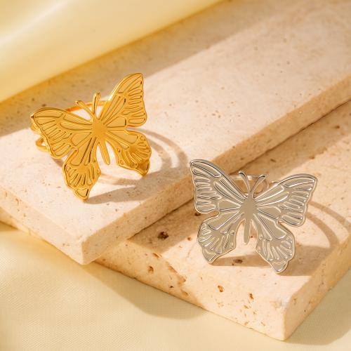 Bague en acier inoxydable, Acier inoxydable 304, papillon, Placage sous vide, bijoux de mode & pour femme & creux, plus de couleurs à choisir, Vendu par PC