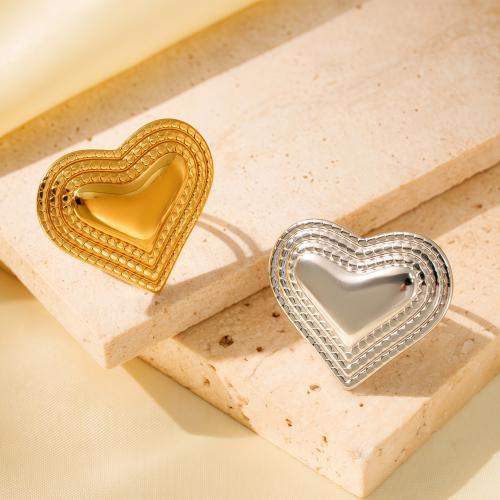 Bague en acier inoxydable, Acier inoxydable 304, coeur, Placage, bijoux de mode & pour femme & creux, plus de couleurs à choisir, Vendu par PC
