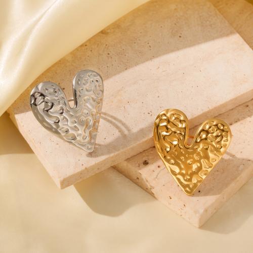 Bague en acier inoxydable, Acier inoxydable 304, coeur, Placage sous vide, bijoux de mode & pour femme & creux, plus de couleurs à choisir, Vendu par PC