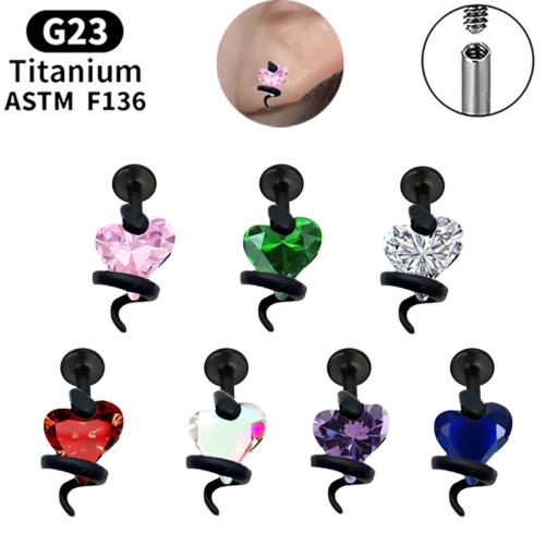 Alliage de titane Goujons perforés pour les lèvres, avec Alliage de cuivre, serpent, Placage, unisexe & normes différentes pour le choix & avec zircone cubique, plus de couleurs à choisir, Vendu par PC