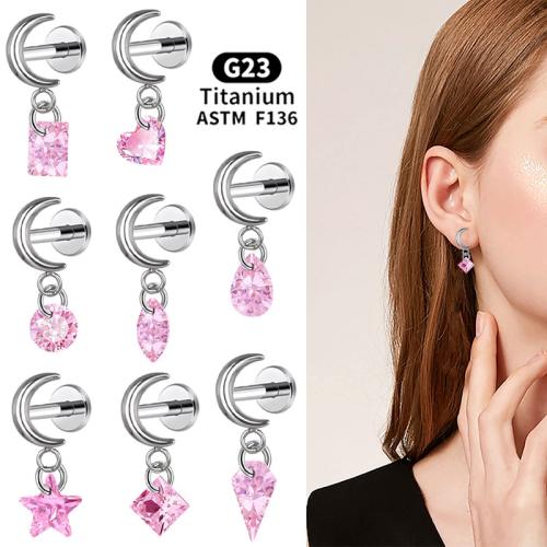 Alliage de titane piercing oreille, avec Alliage de cuivre, Placage, unisexe & normes différentes pour le choix & styles différents pour le choix & avec zircone cubique, Vendu par PC