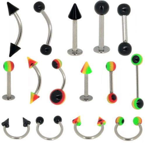 Acier inoxydable 304 Piercing Piercing Bijoux, avec Acrylique, poli, unisexe & styles différents pour le choix, Vendu par PC