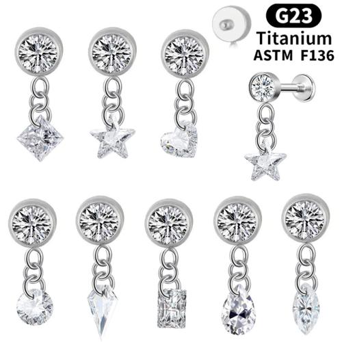 Alliage de titane Goujons perforés pour les lèvres, poli, unisexe & styles différents pour le choix & pavé de micro zircon, Vendu par PC