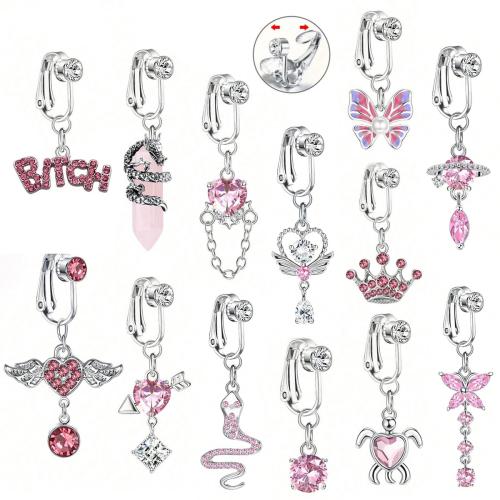 Acier inoxydable 304 anneau de ventre, unisexe & styles différents pour le choix & pavé de micro zircon, belly ring length 25-50mm, Vendu par PC[