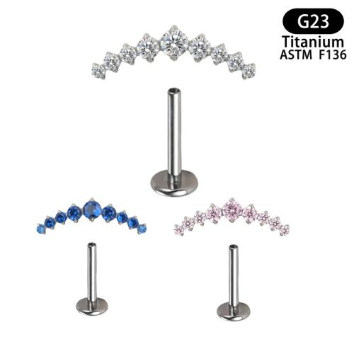 Alliage de titane piercing oreille, avec Alliage de cuivre, unisexe & normes différentes pour le choix & pavé de micro zircon, plus de couleurs à choisir, Vendu par PC