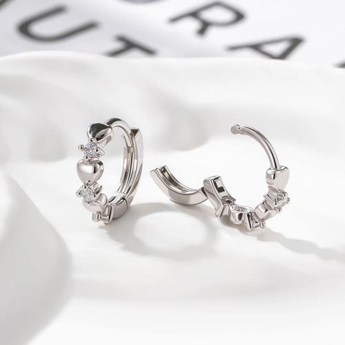 Boucles d'oreilles en laiton zircon cubique pavent, Placage, bijoux de mode & pavé de micro zircon, plus de couleurs à choisir, Vendu par PC[