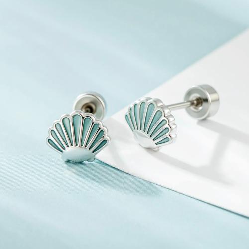 Acier titane piercing oreille, avec laiton, Placage de couleur d'or, bijoux de mode & pavé de micro zircon & émail, plus de couleurs à choisir, Vendu par PC