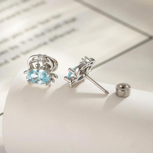 Acier titane piercing oreille, avec laiton, Placage de couleur d'or, bijoux de mode & pavé de micro zircon, plus de couleurs à choisir, Vendu par PC