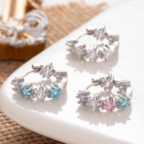 Befestiger Zirkonia Messing Ohrring, plattiert, Modeschmuck & Micro pave Zirkonia, keine, verkauft von PC