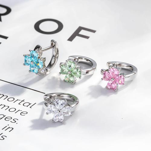 Boucles d'oreilles en laiton zircon cubique pavent, Placage, bijoux de mode & pavé de micro zircon, plus de couleurs à choisir, Vendu par PC[