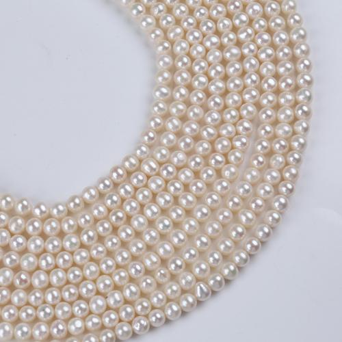 Naturel d'eau douce perles, perle d'eau douce cultivée, Légèrement rond, DIY, blanc, 7-9mm cm, Vendu par brin