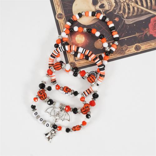 alliage de zinc bracelet, avec argile de polymère, Placage de couleur d'or, Halloween Design & 4 pièces, plus de couleurs à choisir é, Vendu par fixé