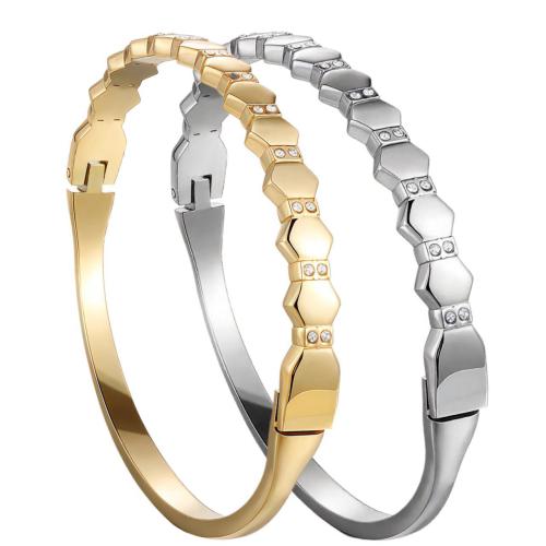 Stainless Steel Bangle, 304 Stainless Steel, fashion jewelry & for woman & with rhinestone Inner diameter :60mm 