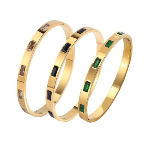 Stainless Steel Bangle, 304 Stainless Steel, plated, fashion jewelry & Unisex & with rhinestone Inner diameter :60mm 