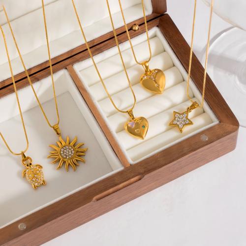 ステンレス鋼のジュエリーネックレス, 304ステンレススチール, メッキ, 異なるスタイルを選択 & 女性用 & ライン石のある, 金色, 売り手 パソコン