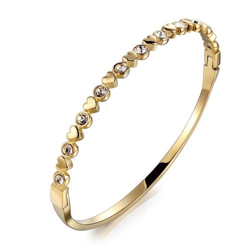 Stainless Steel Bangle, 304 Stainless Steel, plated & micro pave cubic zirconia & for woman Inner diameter :60mm 