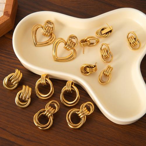 Boucle en acier inoxydable, Acier inoxydable 304, Plaqué or 18K, styles différents pour le choix & pour femme & creux, Vendu par paire