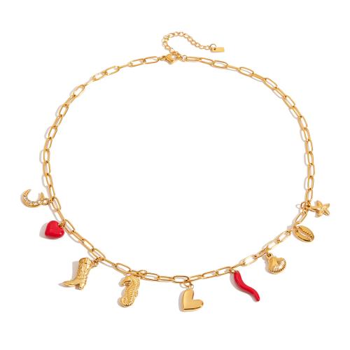 ステンレス鋼のジュエリーネックレス, 304ステンレススチール, メッキ, 異なるスタイルを選択 & 女性用 & エナメル, 売り手 パソコン