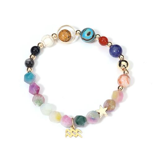 Bracelets en pierres précieuses, Acier inoxydable 304, avec pierre gemme, 12 Signes du Zodiaque, bijoux de mode, plus de couleurs à choisir, 6-8mm cm, Vendu par brin