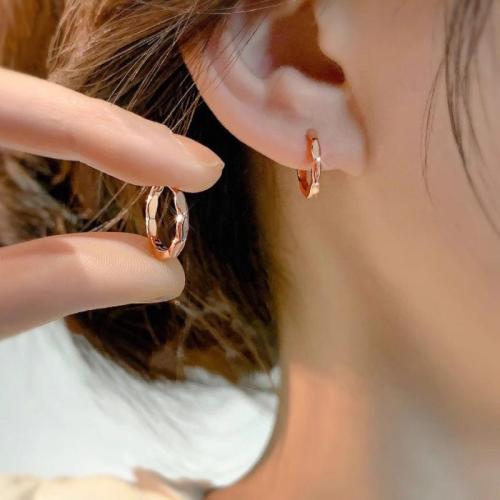 Pendiente del aro de latón, metal, chapado, Joyería, color de rosa dorada, 13.6x12.9mm, Vendido por Par