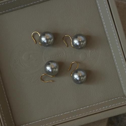 Латунные серьги падение, Латунь, с Пластиковая жемчужина, Другое покрытие, ювелирные изделия моды, Много цветов для выбора, продается Пара