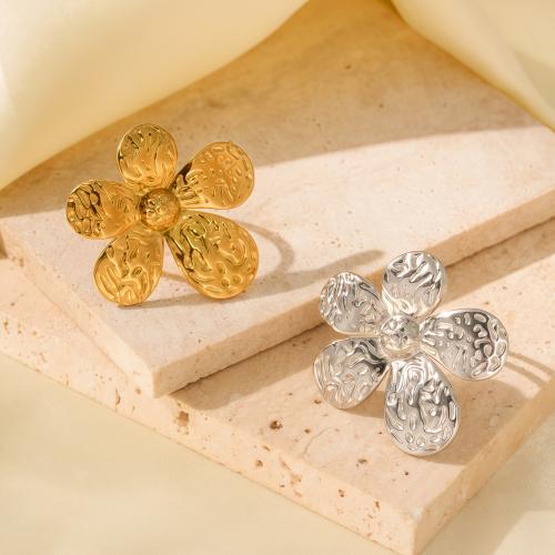 Bague en acier inoxydable, Acier inoxydable 304, fleur, Placage sous vide, bijoux de mode & pour femme & creux, plus de couleurs à choisir, Vendu par PC