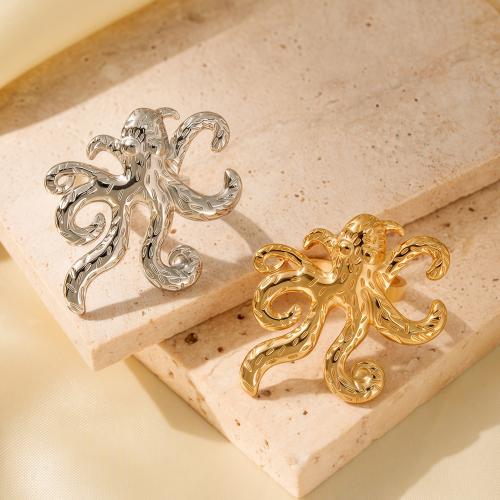 Bague en acier inoxydable, Acier inoxydable 304, Poulpe, Placage, bijoux de mode & pour femme & creux, plus de couleurs à choisir, Vendu par PC