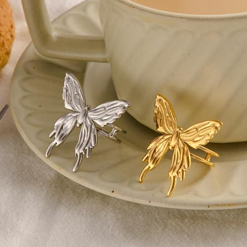 Bague en acier inoxydable, Acier inoxydable 304, papillon, Placage, bijoux de mode & pour femme & creux, plus de couleurs à choisir, Vendu par PC