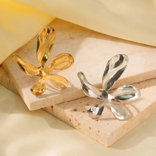 Bague en acier inoxydable, Acier inoxydable 304, fleur, Placage, bijoux de mode & pour femme & creux, plus de couleurs à choisir, Vendu par PC